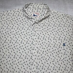 Huk Shirt Men 3XL Beige Performance Fishing Button Up Down AOP Print Lures Short
